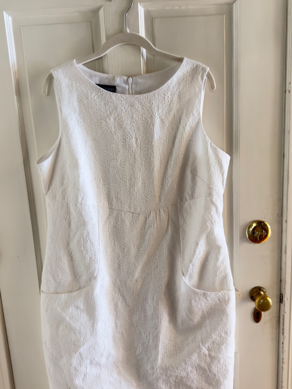 White Sleeveless Shift Dress